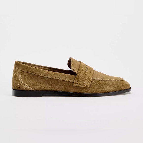 Zara - Suede Penny Loafers - Picture 1 of 4